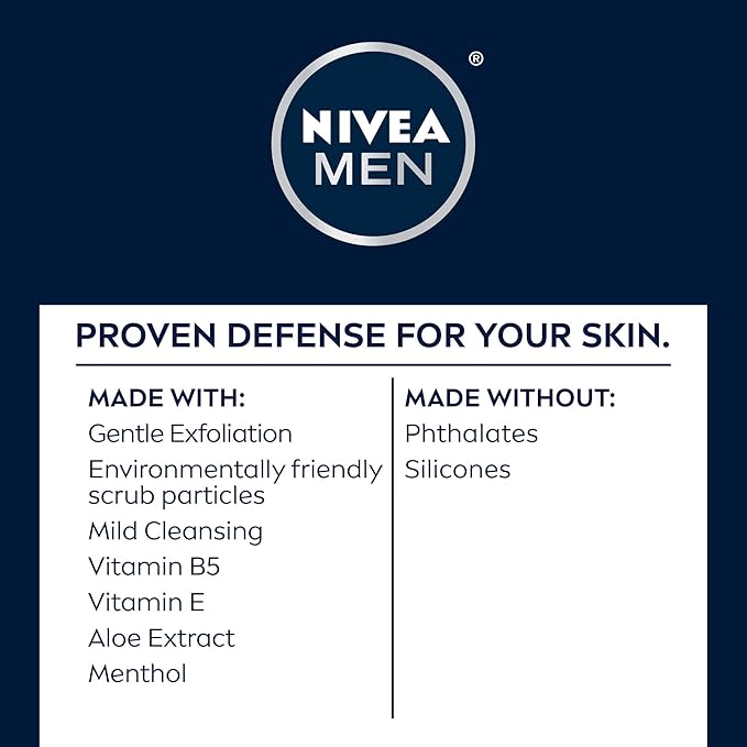 NIVEA MEN Maximum Hydration Deep Cleaning Face Scrub With Aloe Vera 3 Pack of 4.4 Oz Tubes