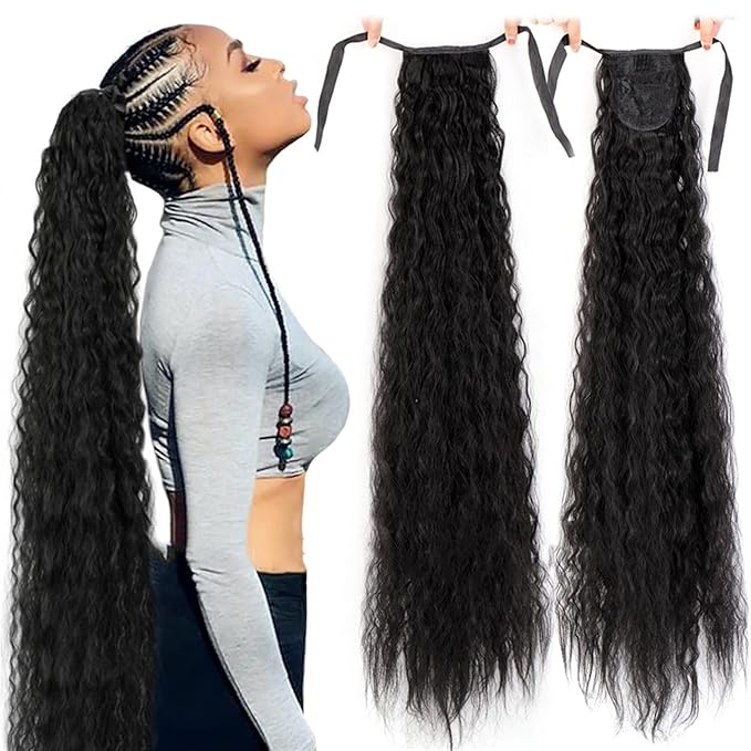 Hair Accessories 1 Pack Long Corn Wave Ponytail Lengthening Synthetic Natural with Drawstring Hairpin Ponytail Extension Women Wigs Hair Pieces For Women(00932inches)