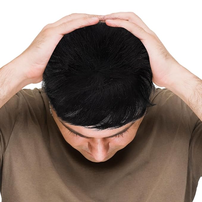 Pieces Clip Black in Hair Loss Extension Toupee Guy Fake Patch Hairline Seamless Daily Tape Invisible Covering Natural for Topper Accessory Bald