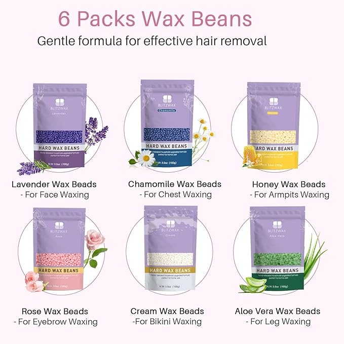 BLITZWAX Brazilian and Bikini Waxing Kit for Women Hard Wax Warmer for Face Legs and Body At Home Hair Removal Kit Beginner Friendly Quick Heating Frost Reverb Digital Wax Pot