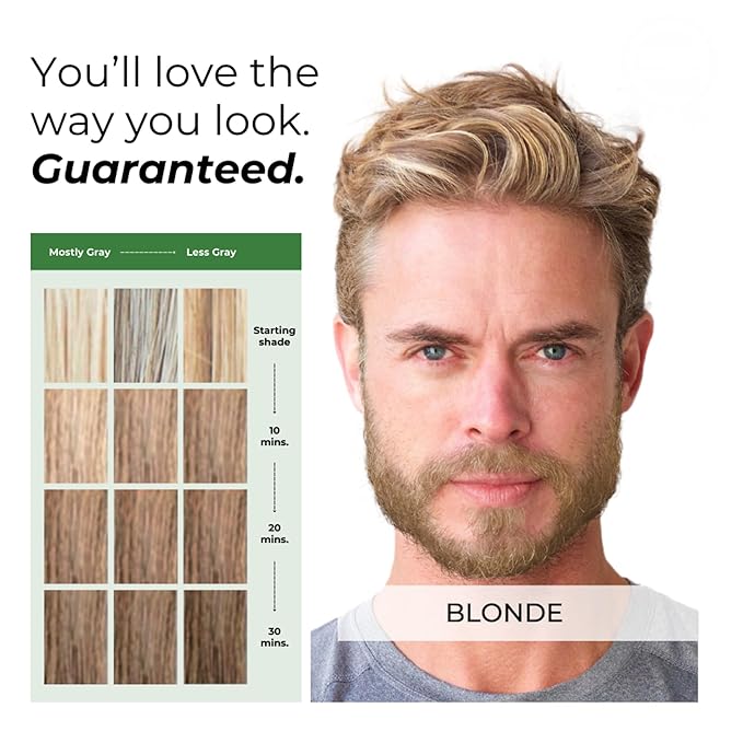 Simpler Hair Color for Men Kit for Full Gray Coverage - Blond Hair &amp Beard Dye for Men - Effortless Light Blond Hair Dye - Hypoallergenic Formula with No PPD
