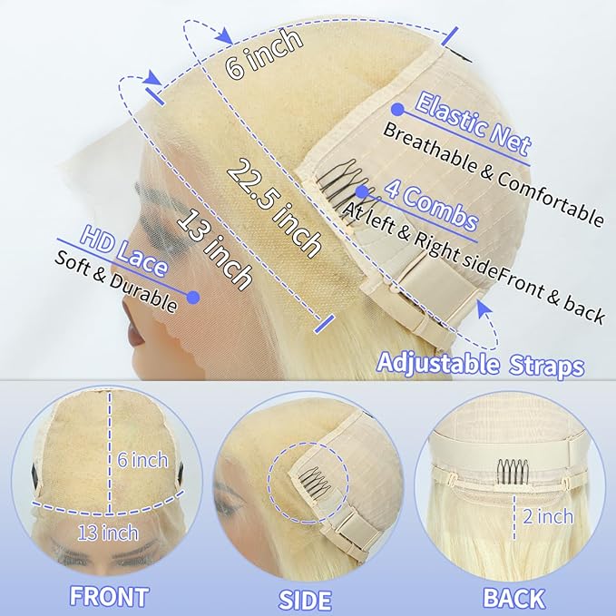 32 Inch 613 13x6 Lace Front Wig Human Hair 200 Density Blonde Wig Human Hair Body Wave Lace Front Wigs Human Hair Pre Plucked for Women Glueless Colored Wig 613 HD Lace Frontal Wigs Body Wave Wig