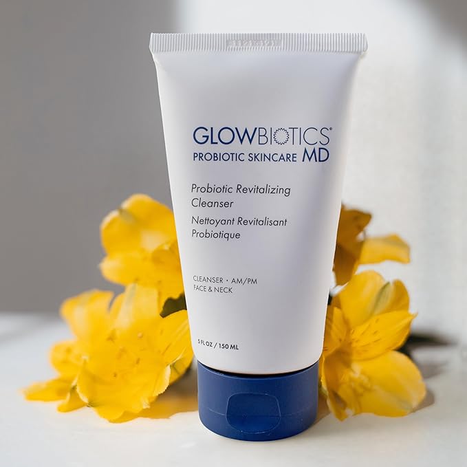 Glowbiotics Probiotic Revitalizing Cleanser 5 oz ? Gentle Hydrating Face Wash with Probiotics Peptides &amp Aloe Vera | Daily Cleanser for Sensitive Dry &amp Aging Skin