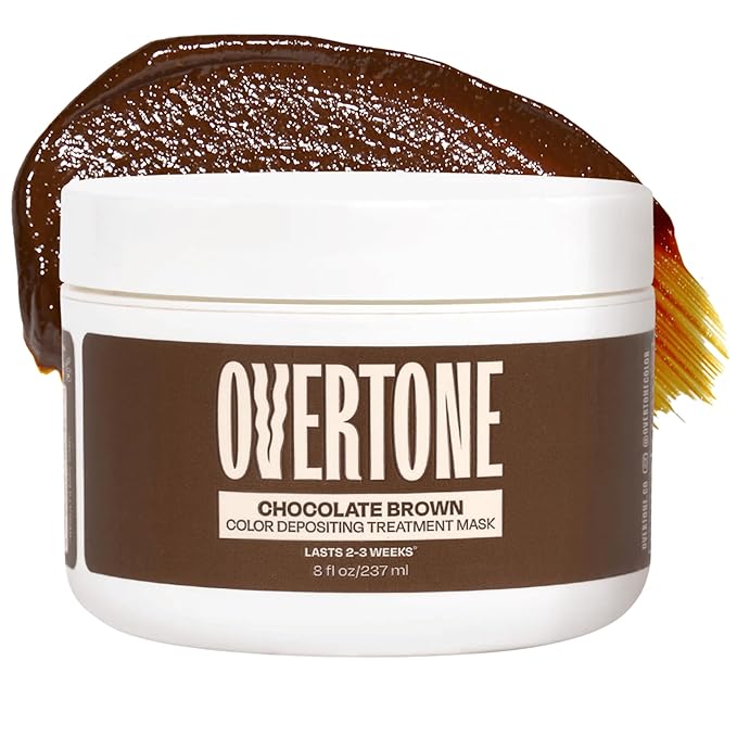 Overtone Semi Permanent Hair Color Conditioner Chocolate Brown 8 oz Nourishing Damage-Free Color Depositing Mask for All Hair Types with Shea Butter &amp Coconut Oil Vegan &amp Cruelty-Free