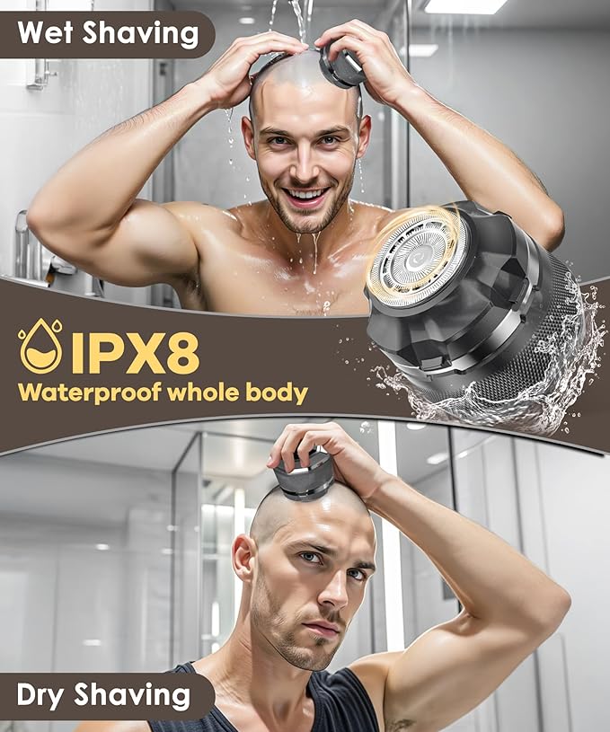 Ultimate Bald Head Shaver: Magnetic Precision 10000 RPM Power IPX8 Waterproof LED Display &amp Travel Kit