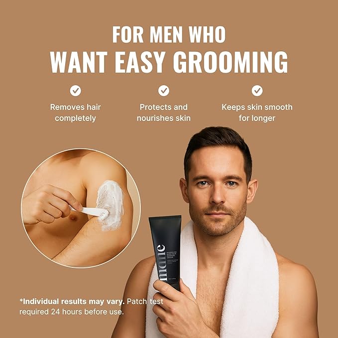 Superior Mane Razorless Hair Removal Cream for Men ? Painless Body &amp Intimate Hair Removal No Razor Burn ? Rinse-Free Formula with Cooling Effect Aloe Vera Witch Hazel &amp Green Tea ? 150ml