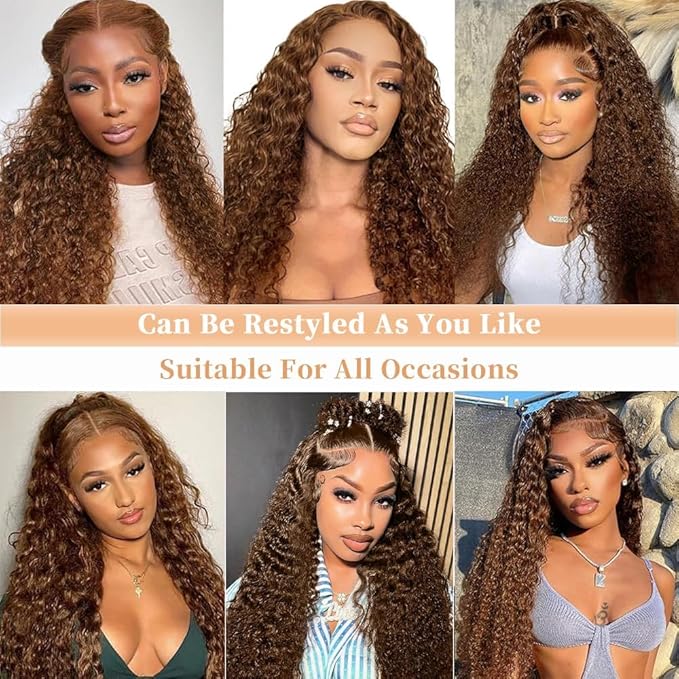 30 Inch Lace Front Wig Human Hair 250% Density SKINLIKE Real HD Lace Wig 13x6 Full Frontal 0.10mm Ultra-thin Pre-Plucked Bleached Knots Invisible Lace Chocolate Brown Deep Wave Human Hair Wigs