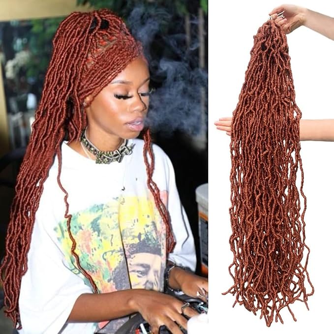 Ginger Soft Locs 30 Inch 7 Packs Faux Locs Color 350 Crochet Locs Hair Whole Strand No Extended Pre-looped Long Locs Synthetic Crochet Braids Hair Extensions For Black Women (30inch 7packs Ginger)