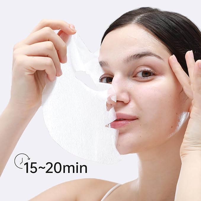 '+WIS+ Hyaluronic Acid Face Mask 24 EA with Hyaluronic Acid Serum and Vitamin B5 Facial Mask for Dry Skin Anti-Aging Mask to Plump and Repair Dehydrated Skin Safe on Sensitive Skingifts for women