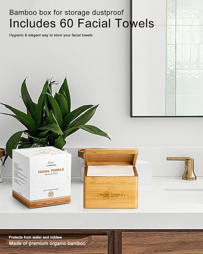 Clean Facial Towels1 Box with 120 Ct Disposable Face Towels - Premium Facial Cleansing Cloths &amp Towelettes Perfect for Skincare Routine - Biodegradable Travel-friendly and Eco-friendly