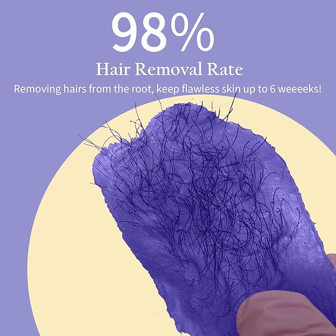 Maxpearl 2.5LB Hard Wax Beads for Hair Removal Natural Lavender Formula - Brazilian Waxing Sensitive Skin Face Underarms Legs Back Chest and More with 20 Wax Sticks Purple