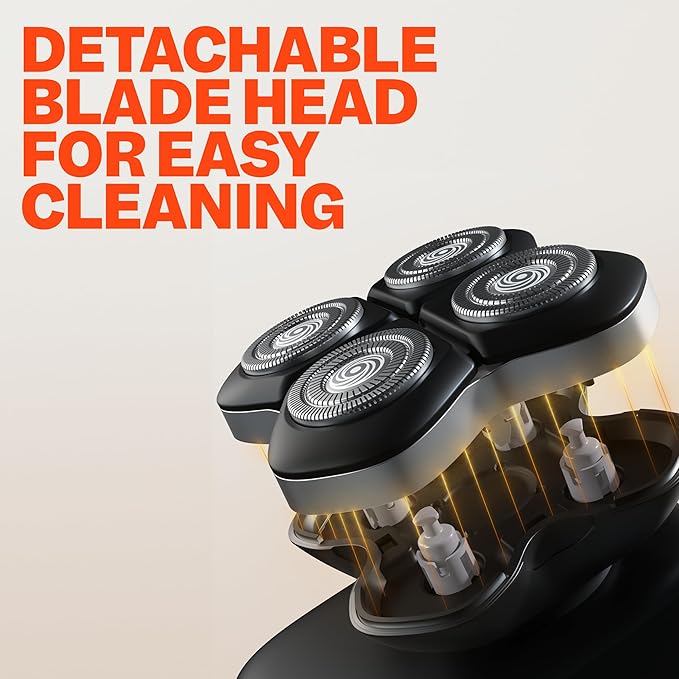 Freebird FlexSeries Pro Electric Head &amp Body Shaver - Mens Cordless Rechargeable Wet/Dry Skull Bald Head Back &amp Groin Waterproof Razor with Rotary Blades Clippers Nose Trimmer Brush Massag