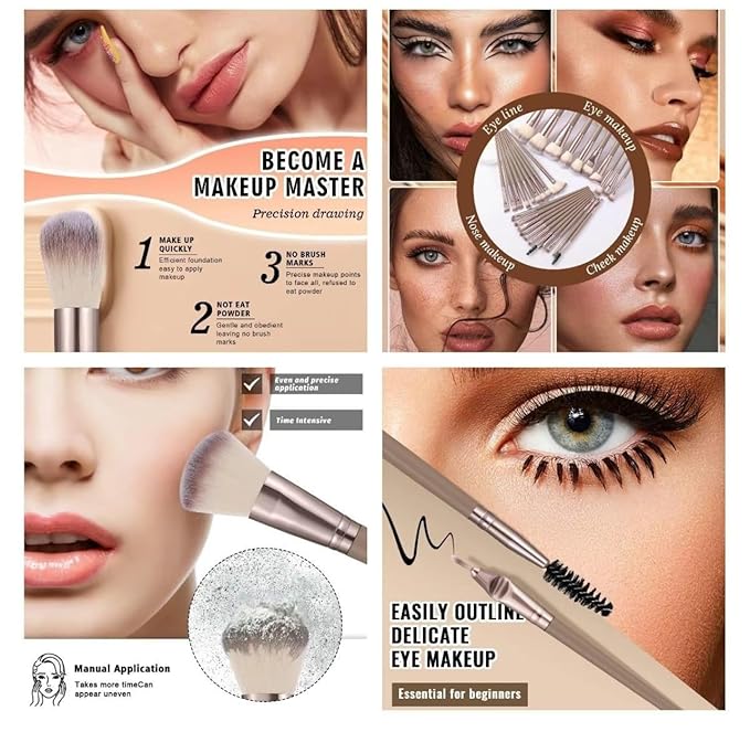 Professional Makeup Tools Set 54pcs set Cosmetic Brush &amp Sponge &amp Puff &amp Headband &amp Brush Cleaning Bow SetFacial Makeup &amp Cleaning Accessories Makeup Products Valentine Day Gif