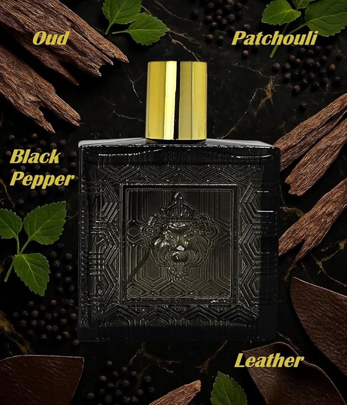 Lion Versatile For Man Red Flame Pour Homme &amp Black Flame Cologne for Men 4-piece Set 4x100ml/3.4 Fl.Oz Eau de Toilette Long-lasting mint orange neroli &amp vetiver notes for day and nigh