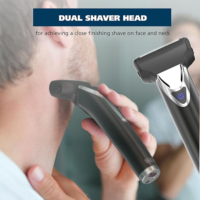 WAHL USA Stainless Steel Lithium Ion 2.0+ Slate Beard Trimmer for Men - Electric Shaver Nose Ear Trimmer Rechargeable All in One Men's Grooming Kit - Model 9864