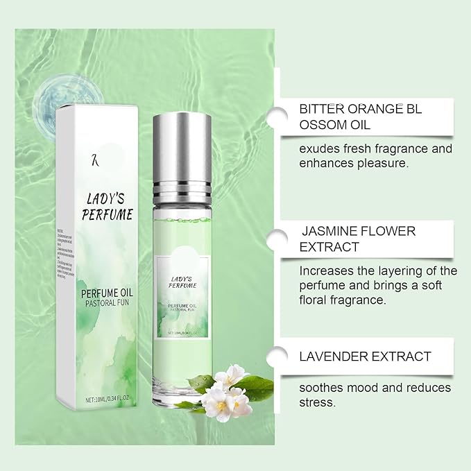 Rural Floral Fragrance Refreshing Green Roll-On Perfume - Delicate And Elegant Scent Long-Lasting Portable Fragrance For All-Day Freshness(2PCS)