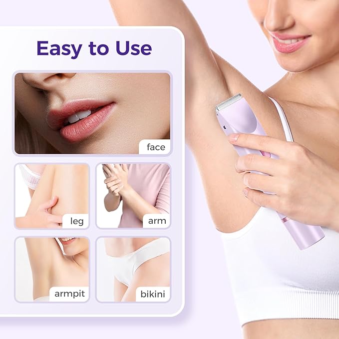 2025 New 2 in 1 Electric Shaver for Women 2 in 1 Double-Headed Waterproof Wet and Dry Dual Head Body Shaver Electric Trimmer for Women (Purple)