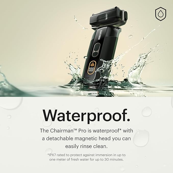 MANSCAPED® The Chairman??PRO Men?™s Electric Foil Face Shaver - Two Interchangeable Blade Heads SkinSafe® Four-Blade Foil &amp Stubble Trimmer USB-C Wireless Compatible Charging Gentle on Neck