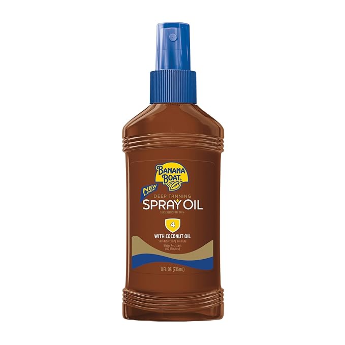 Banana Boat Sunscreen Dark Tanning Oil with Carrot and Banana Extract Sun Care Sunscreen Spray- SPF 4 8 Ounce (Pack of 3)