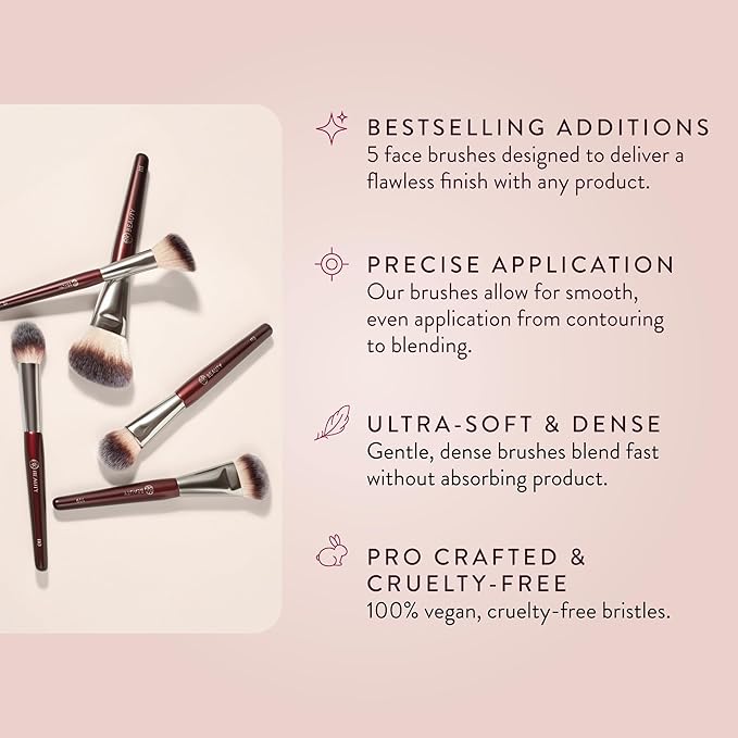 BK BEAUTY - CORE LINE EXTENSION FACE SET (5PC) - Professional Makeup Brush Set for Liquid Cream &amp Powder | Premium Makeup Brushes for Flawless Application