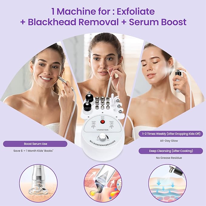 UNOISETION Diamond Microdermabrasion Machine Professional 3 in 1 Dermabrasion Facial Peeling Skin Care Device for Salon Personal Home Use