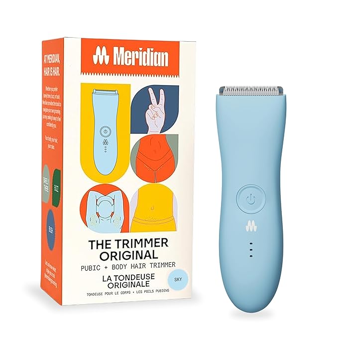 MERIDIAN The Trimmer Original - Body Hair Trimmer for Men Electric Shaver for Pubic Hair Chest Legs &amp Bikini Waterproof &amp Rechargeable Sky
