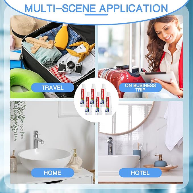 Mini Toothpaste Bulk Regular Clean Mint Toothpaste for Bad Breath Helps Freshens Breath Whitens Teeth Travel Size 0.18oz for Home Hotel Office School Camping