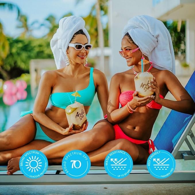 SPF 70 Sunscreen Lotion 16oz 2-Pack - Reef Act Compliant no 67 Octinoxate &amp Oxybenzone Free - Sun Screen Broad Spectrum UVA/UVB - Sunscreen Waterproof and Non-Greasy