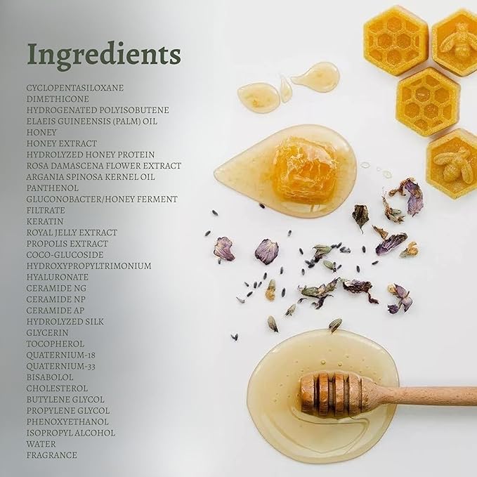 &amp-honey Deep Moist Hair Oil + Refill Set (100ml + 75ml) ? Hydrating Hair Treatment for Dry Frizzy Curly Hair ? Lightweight Non-Greasy ? Eco-Friendly Refill Pouch