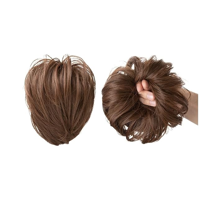 Hair Chignon Straight Hair Bun Hair Pieces Synthetic Messy Bun with Elastic Rubber Band Ponytail Extension Women Hair Accessories Hair Pieces For Women(Light brown)