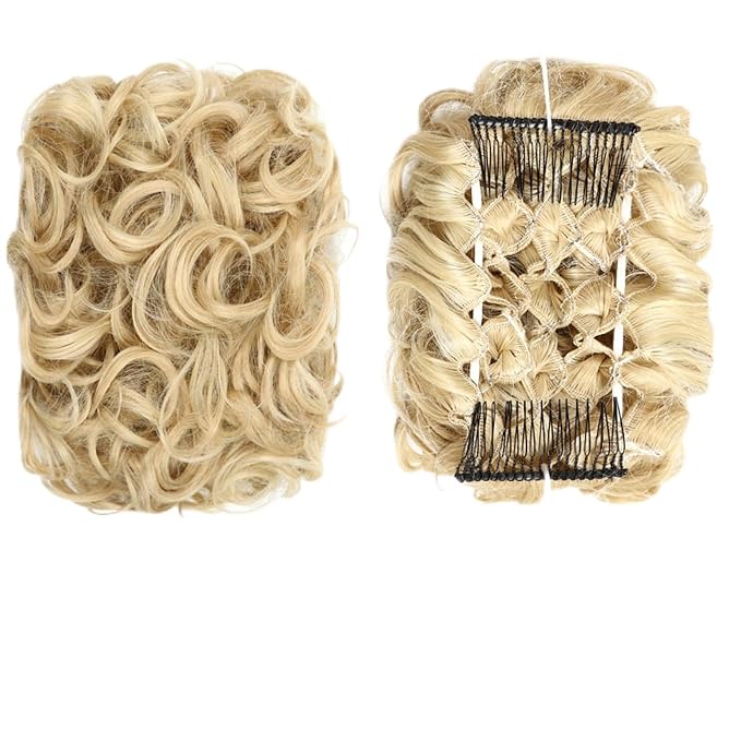 EARSHOT Hair Buns Hair Piece Synthetic Messy Bun Wig Hair Pieces Wavy Curly Bun Ponytail Hair Extensions Bun Hair Comb Women Bun Wig Hair Accessories For Girls (Color : 18H613)