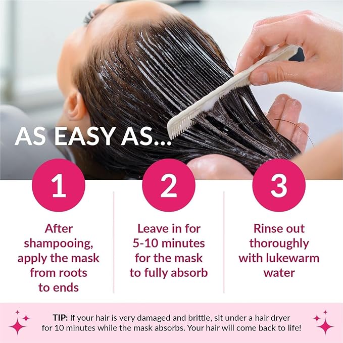 Kashmir Keratin Ceramic Hair Maskdeeply conditions dry damaged hair repairs with keratin making it soft frizz-free hydrated well-conditioned and adds shine.(16 oz)