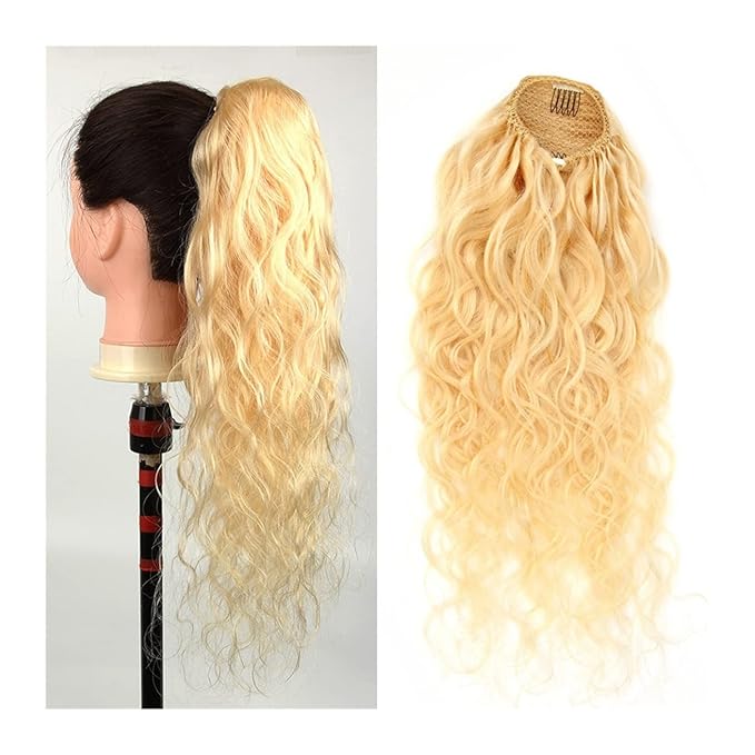 Hair Accessories 10-24 Inches Long Curly Wavy Ponytail Hair Extensions with Drawstring Hair Slices Ponytail Women Blonde Wig Hair Bun Hair Pieces For Women(12inch(30cm))