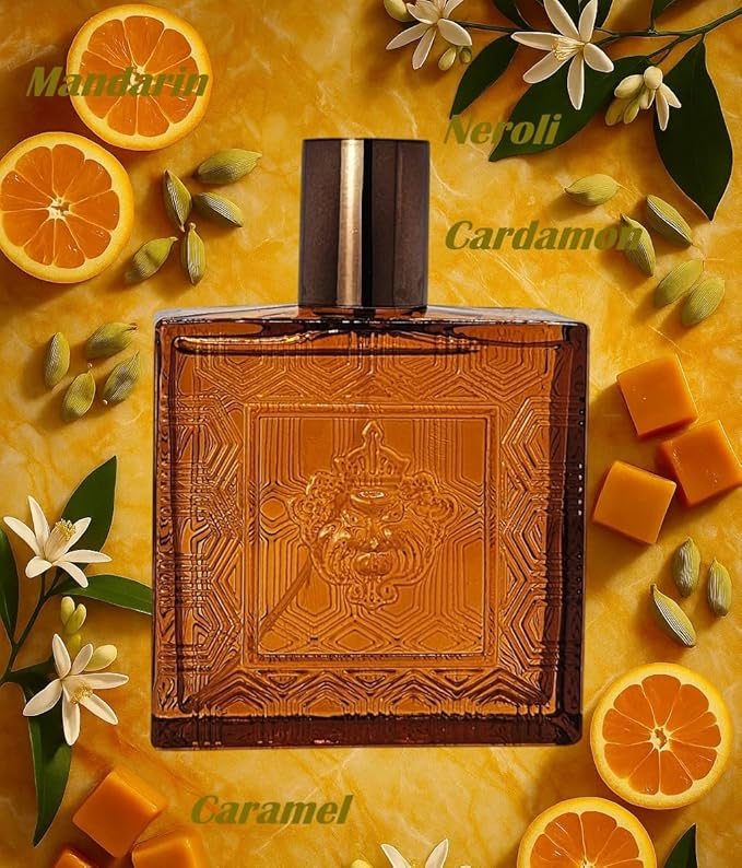 Lion Versatile For Man Red Flame Pour Homme &amp Black Flame Cologne for Men 4-piece Set 4x100ml/3.4 Fl.Oz Eau de Toilette Long-lasting mint orange neroli &amp vetiver notes for day and nigh