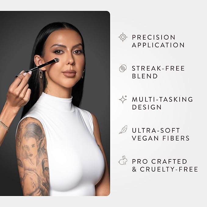 BK BEAUTY - NIKKI LA ROSE N16 PRO CONCEALER BRUSH ? Precision Blending for Under-Eye &amp Spot Concealing Flawless Coverage Without Streaks