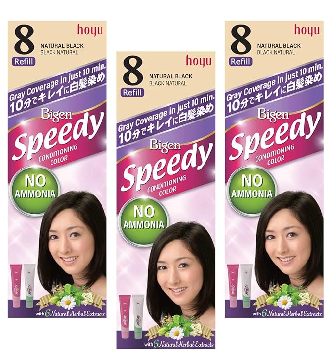 HOYU Bigen Speedy Hair Color Refill No. 8 Natural Black (Pack Of 6)
