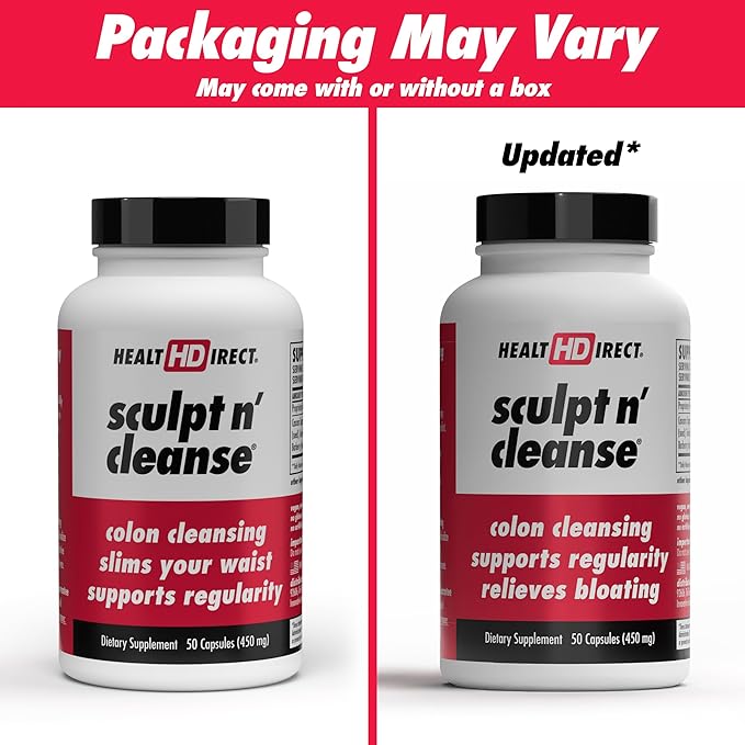 HEALTH DIRECT Sculpt n' Cleanse - Herbal Colon Cleanse for Digestive Health &amp Regularity - Natural Detox &amp Gut Flush Supplement - 50 Veggie Capsules