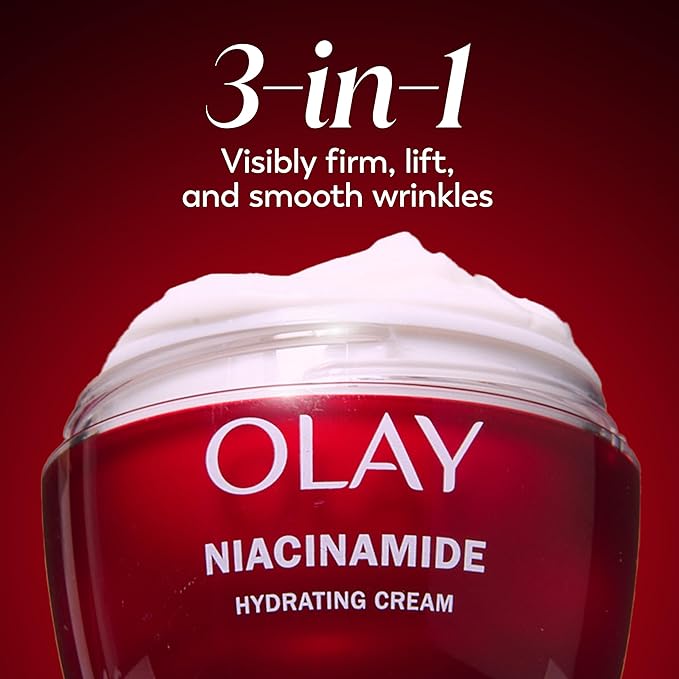 Olay Niacinamide Face Moisturizer Firming Cream for Women Non-Greasy - Anti-Wrinkle Anti-Aging Hydrating Renewing Stronger Skin Barrier Smooths - Peptides 1.7 Oz