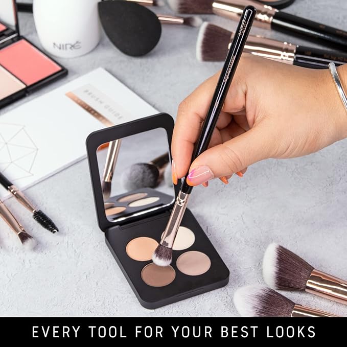 Nir? Beauty 15piece Award Winning Professional Makeup Brush Set: Vegan Makeup Brushes with Case Makeup Sponge Brush Cleaner Guide Gift Box