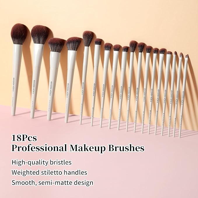 EIGSHOW Makeup Brushes 18Pcs Professional Make Up Brush Set with Lables For Foundation Blush Contour Eyeshadow Eyeliner Cruelty-Free Vegan (MUA PRO)