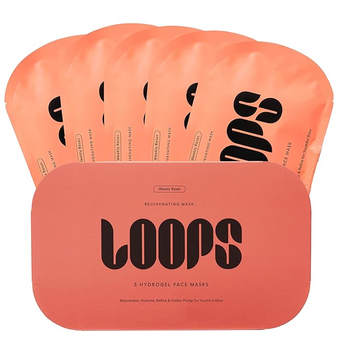 LOOPS WEEKLY RESET - Rejuvenating Hydrogel Face Mask Kit - Rejuvenate Hydrate Refine &amp Plump Face Moisturized Pore Refining - Reduces Signs of Puffiness - Gifts for Women Stocking Stuffer - 5