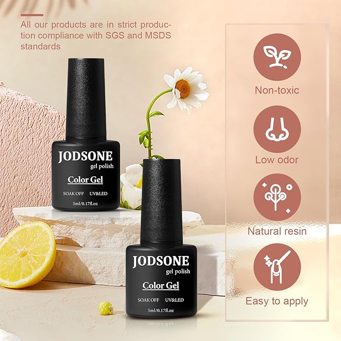 JODSONE Gel Nail Polish Kit with U V Light 32 Color Soak Off Base&ampTop Glitter Coat Gel Polish for DIY Manicure Lovers