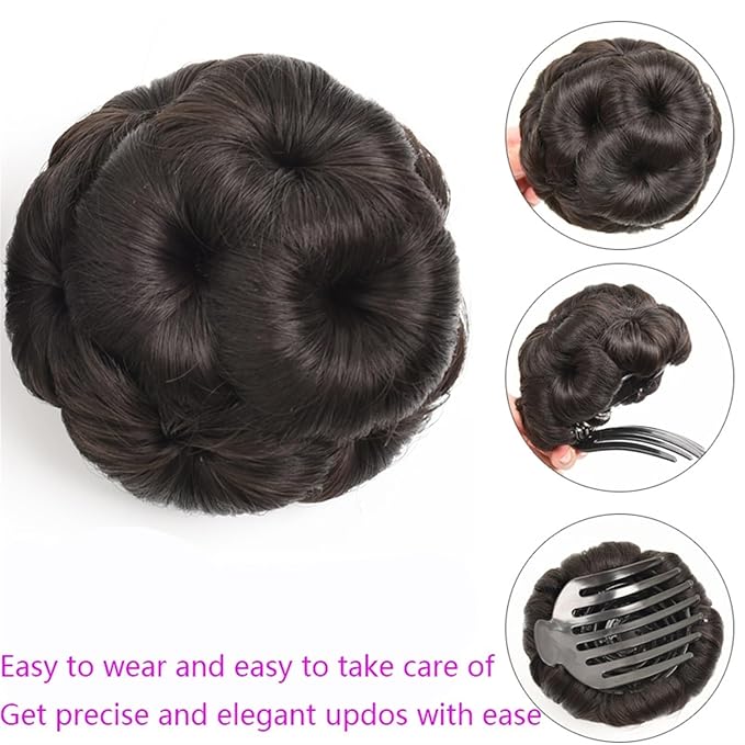 Hair Accessories 1 Pack Synthetic Bun Ponytail Bun Fancy Curly Hair Bun Claw Clip Ponytail Hair Extension Women Bun Wig Hair Pieces For Women(1pcs-03)