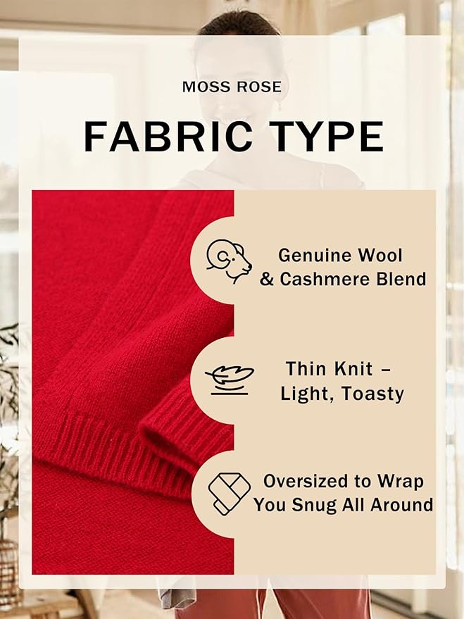 Moss Rose Women's Shawl Wrap Poncho Ruana Cape Open Front Cardigan Shawls for Fall Winter