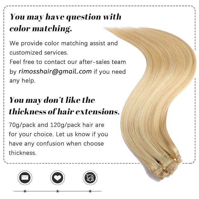 Clip in Hair Extensions Real Human Hair - 24 Inch 7pcs Dirty Blonde to Bleach Blonde Highlight Color - Soft Human Hair Clip in Extensions Straight for Women (24 Inch)