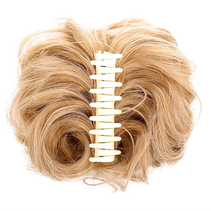 FRANCES Fake Hair Bun Synthetic Messy Bun Wavy Curly Bun Ponytail Hair Extensions Fancy Curly Bun Claw Clip Bun Wig For Women Hair Accessories (Color : 1pcs-04)