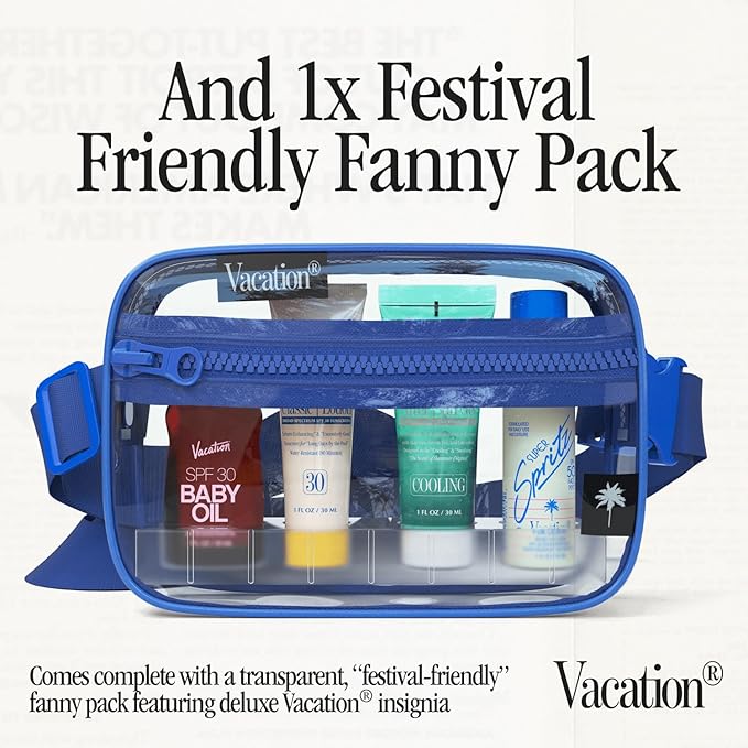 Vacation Sun Belt Sampler Includes Baby Oil SPF 30 Super Spritz SPF 50 Face Mist Classic Lotion SPF 30 After Sun Gel?œFestival Friendly??Fanny Pack