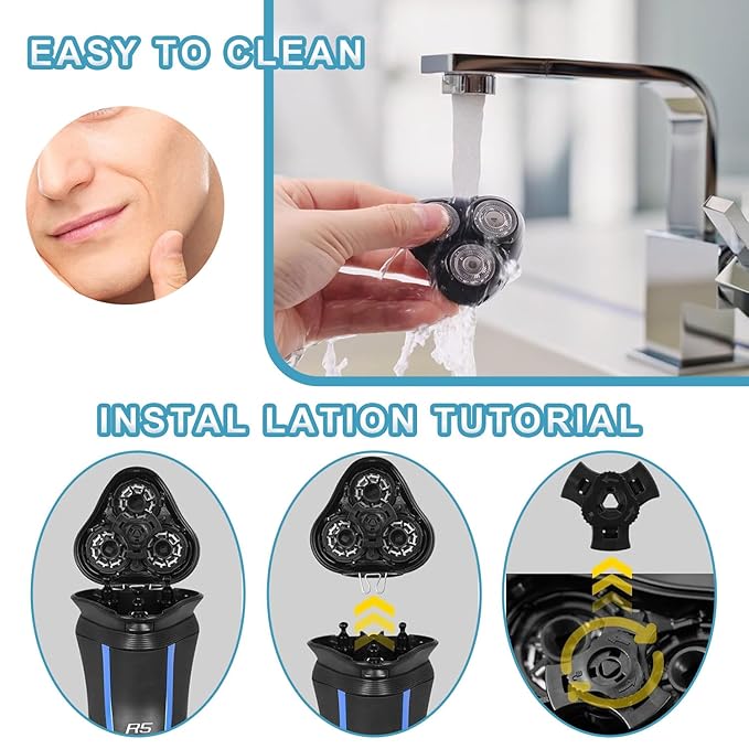 Universal Rotary Shaver Replacement Head Compatible with Remington Shaver Razor Parts for Series R3R4R5R6R7R8SP-3141 and SP-5161 Foils (Black/1Pack)