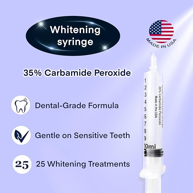 Teeth Whitening Gel Kit Refill Pack 10ml Whitening Gel Syringe + 2ml Remineralizing Gel Pen 25 Uses American Powerful Teeth Whitener