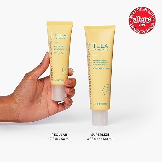 TULA Skin Care Protect + Glow Daily Sunscreen Stick Gel Broad Spectrum SPF 30 - Skincare-First Non-Greasy Non-Comedogenic &amp Reef-Safe with Pollution &amp Blue Light Protection.